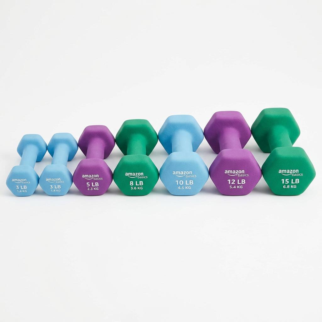 Amazon Basics Neoprene Dumbbells 3-15lb Set