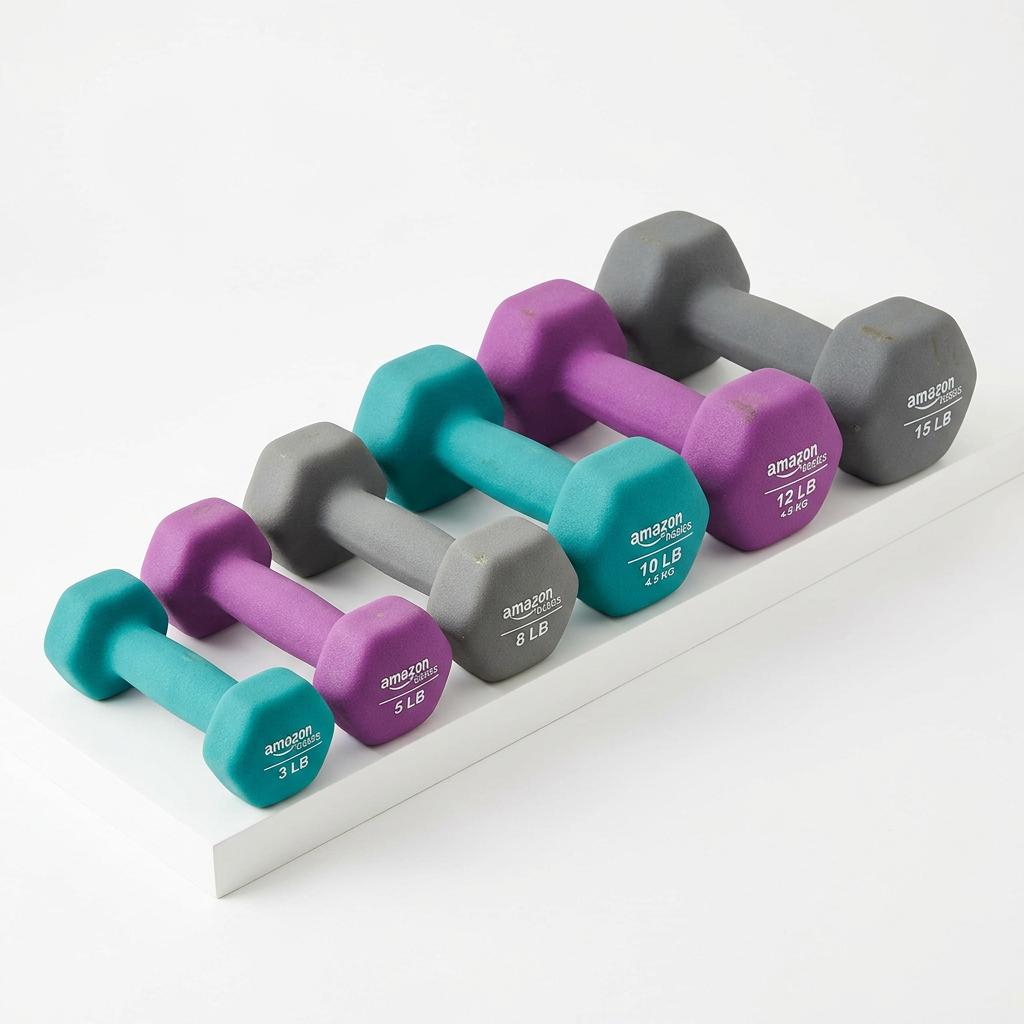 Amazon Basics Neoprene Dumbbells 3-15lb Set