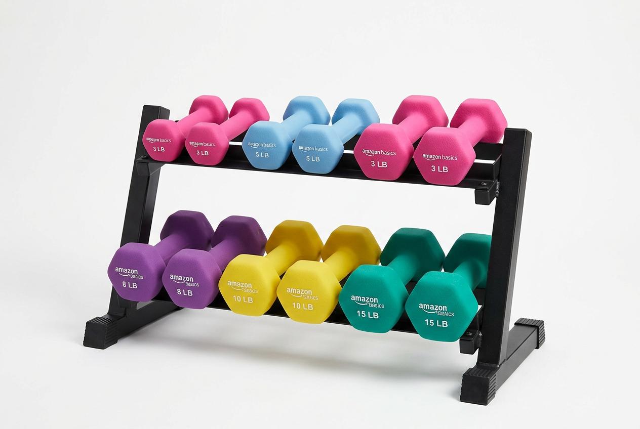 Amazon Basics Neoprene Dumbbells 3-15lb Set