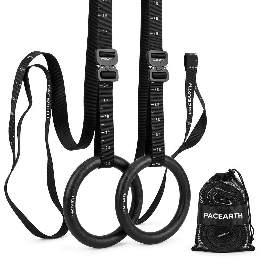 Pacearth Gymnastic Rings with Adjustable Straps