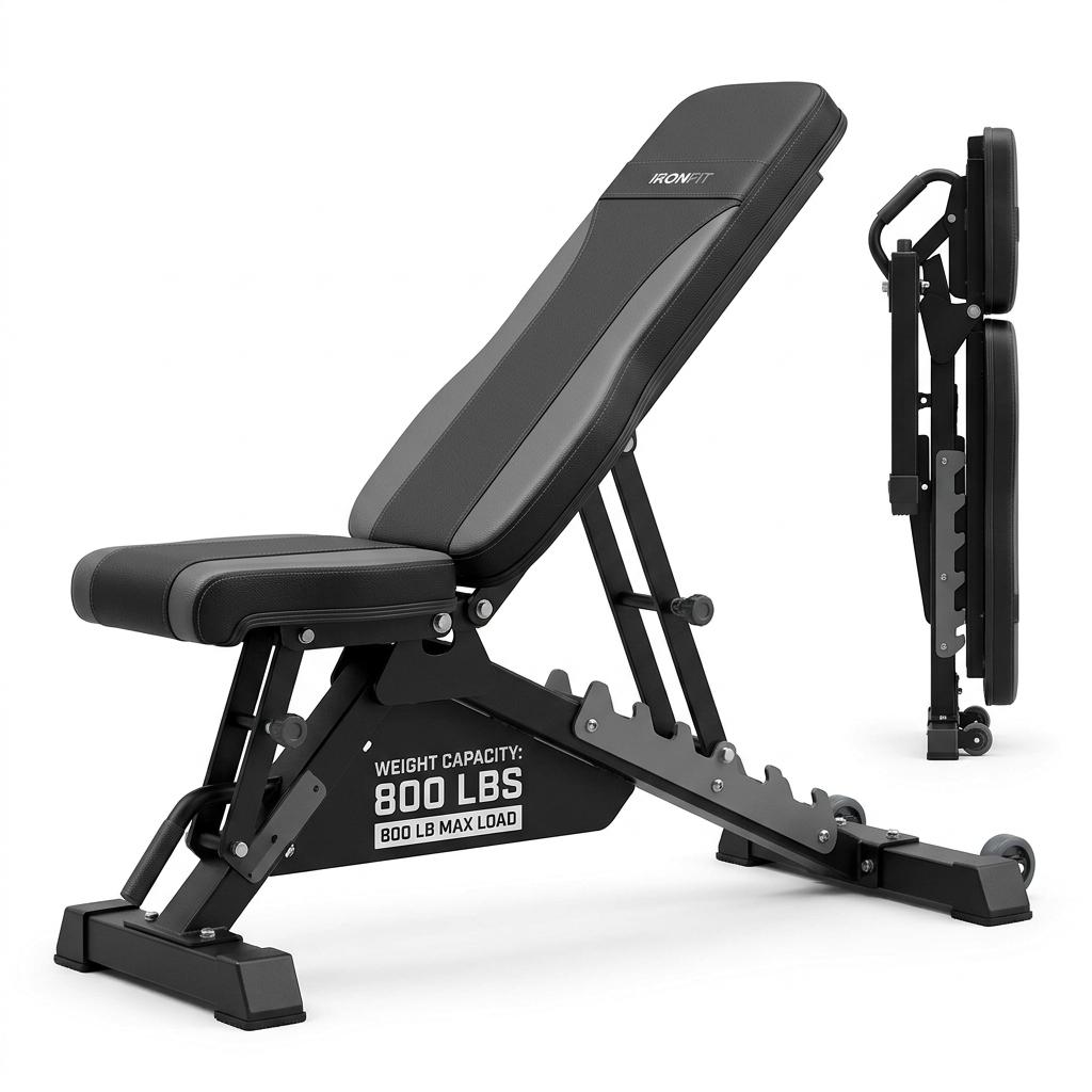 ZENOVA Folding Weight Bench (Adjustable, 800 lb Capacity)