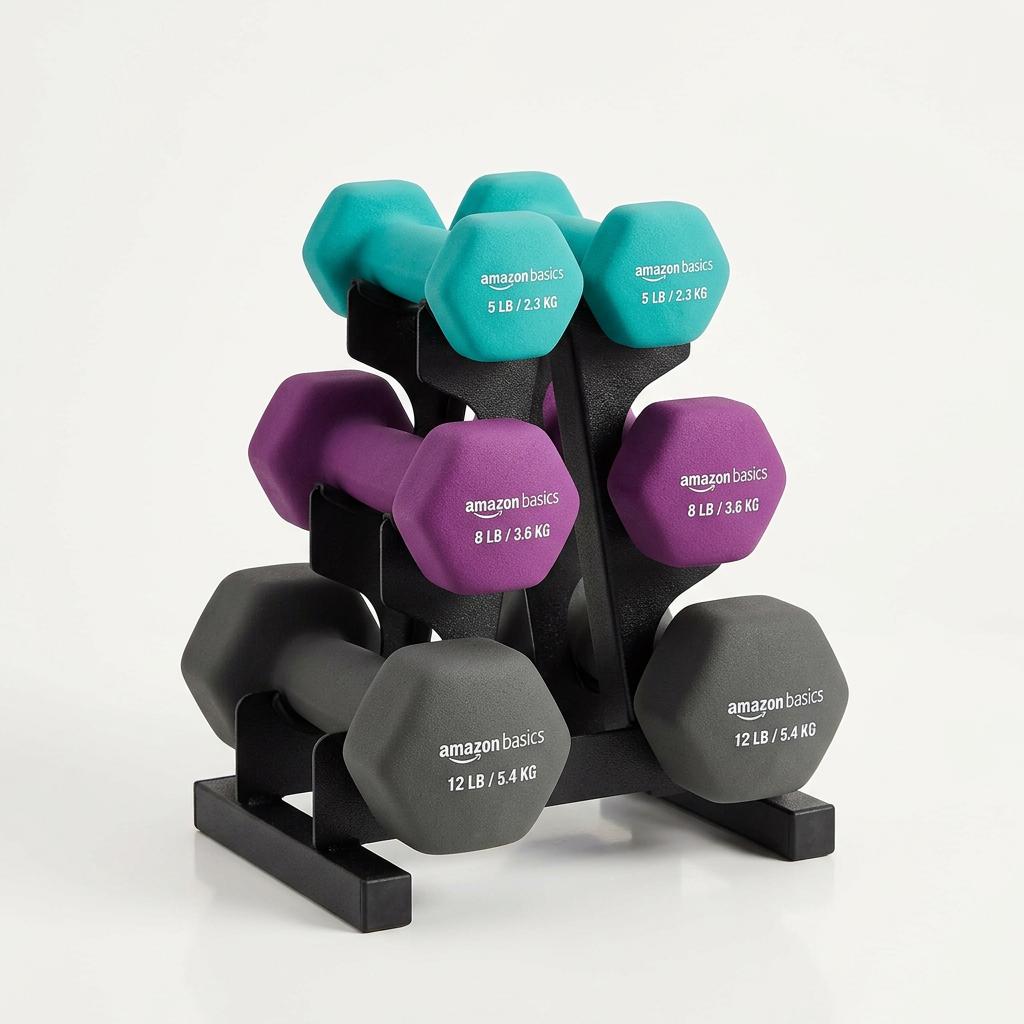 Amazon Basics Neoprene Dumbbell Set with Stand
