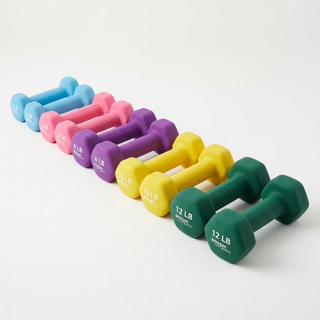 Amazon Basics Neoprene Dumbbells 3-12lb Set