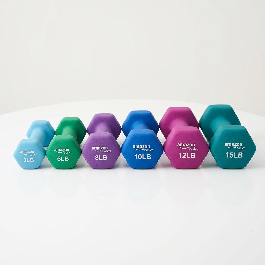 Amazon Basics Neoprene Dumbbells 3-15lb Set