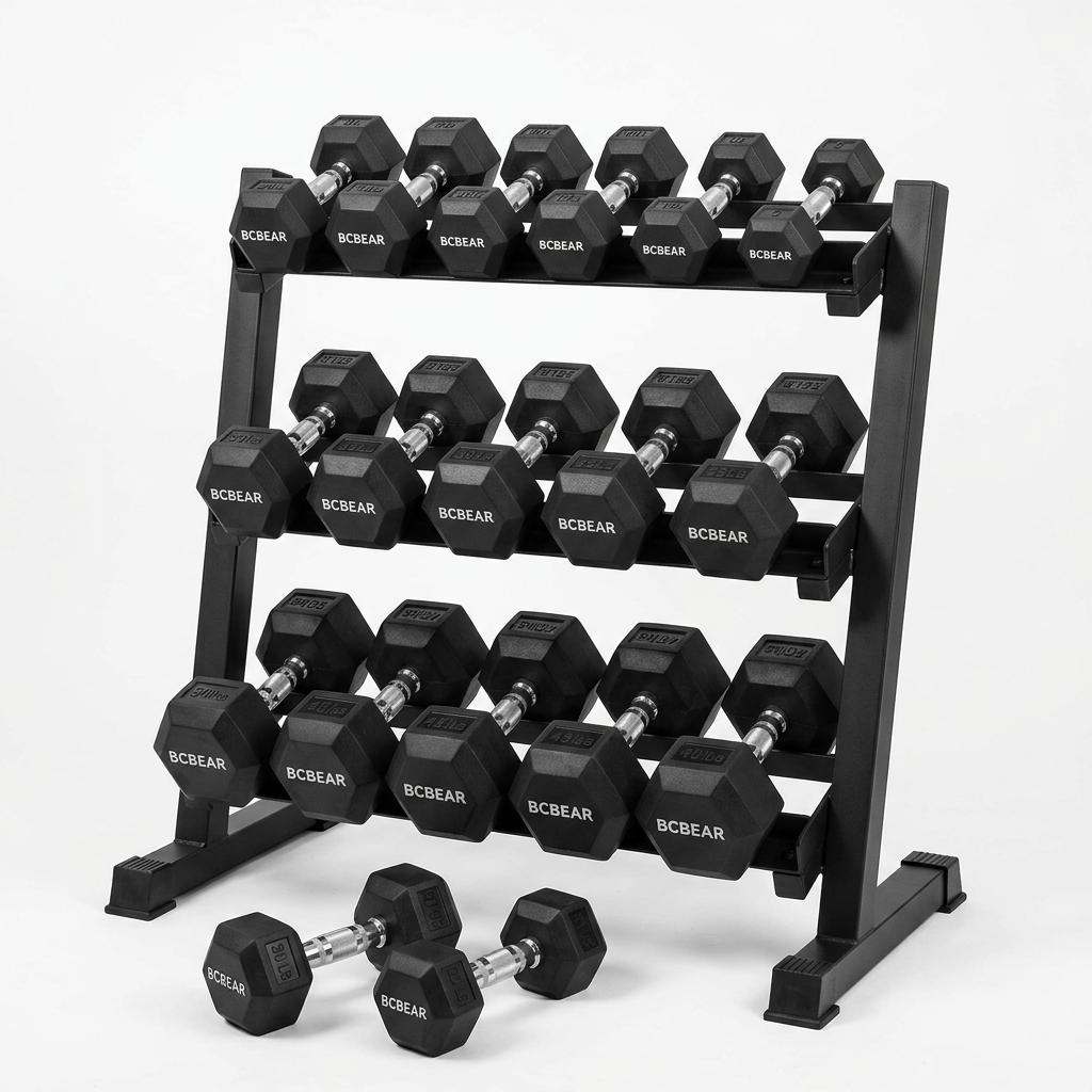 BCBear Hex Dumbbell Set with Rack