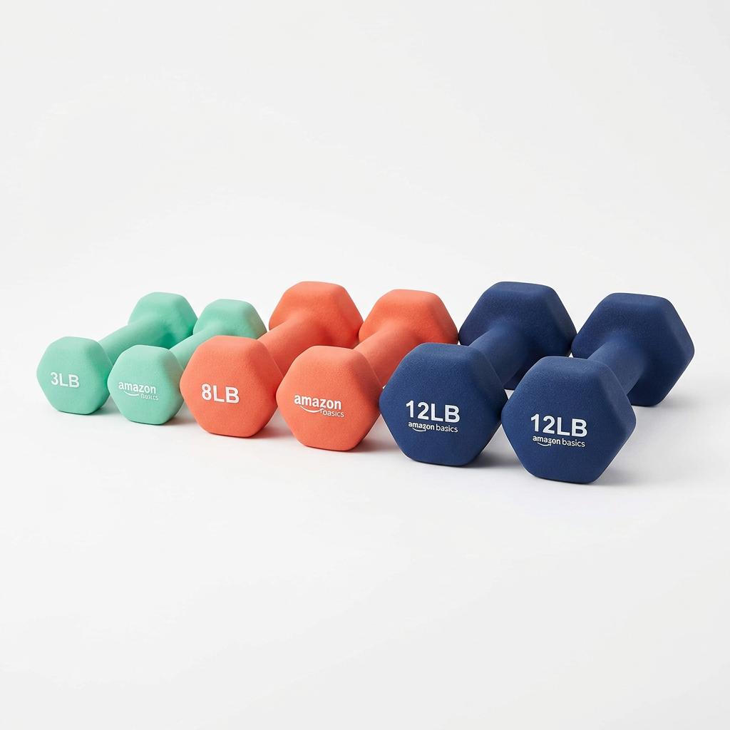Amazon Basics Neoprene Dumbbells 3-12lb