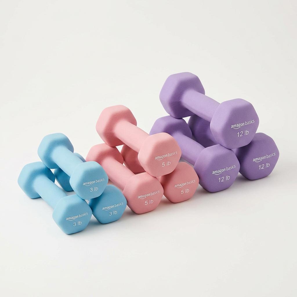 Amazon Basics Neoprene Dumbbells 3-12lb Set