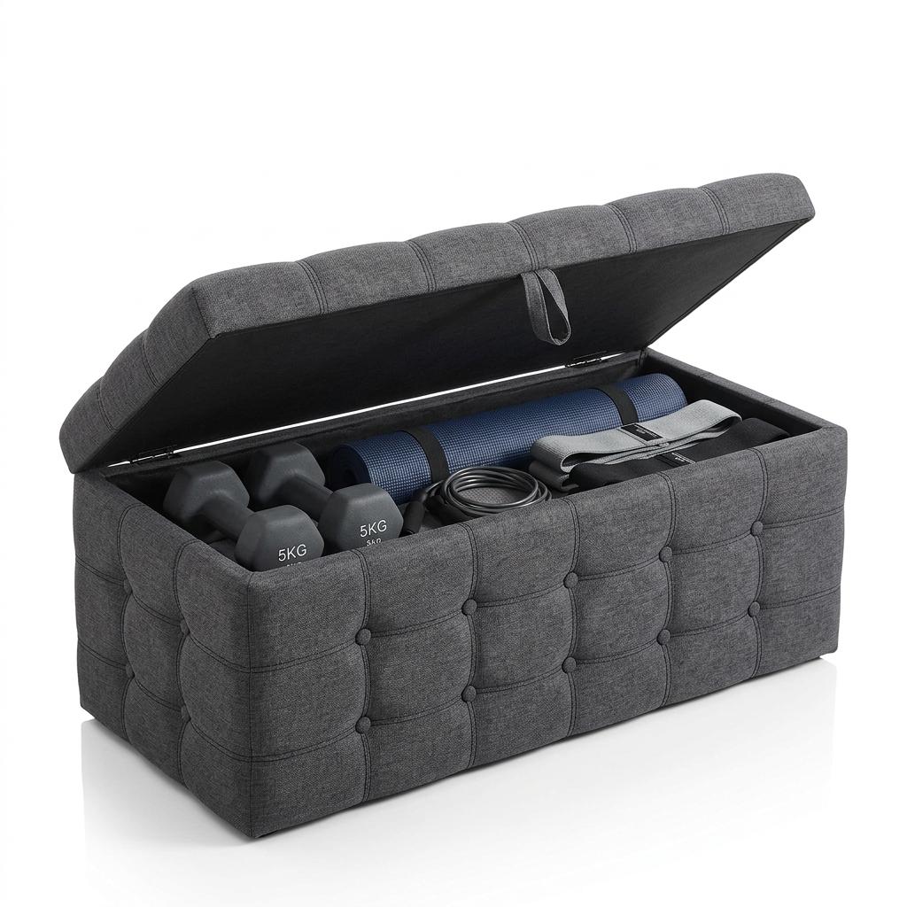SONGMICS Folding Storage Ottoman Bench