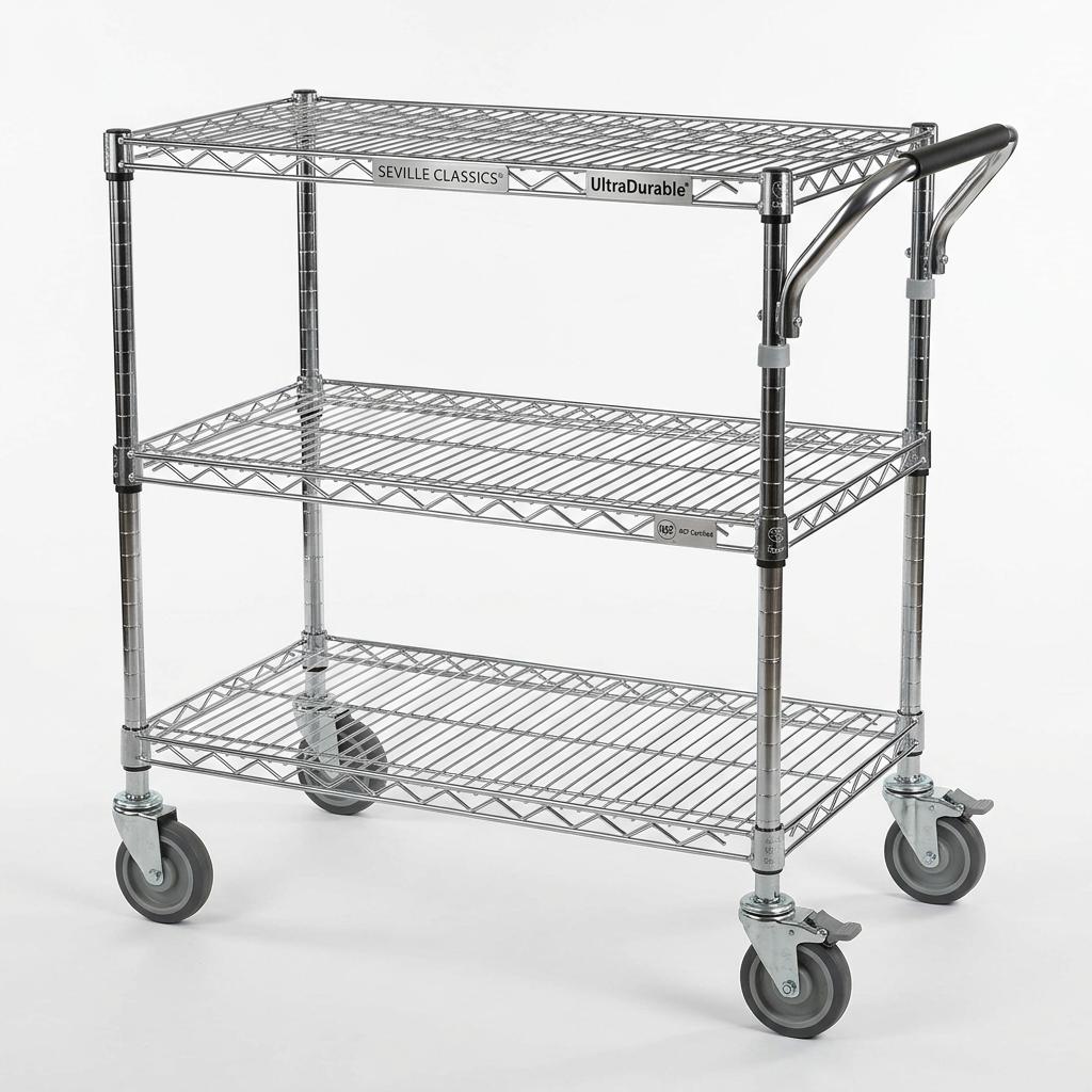 Seville Classics 3-Tier UltraDurable Commercial-Grade Utility Cart