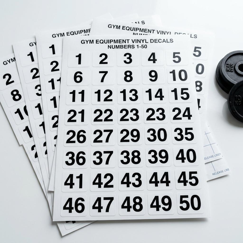 Gym Equipment Vinyl Number Stickers (1-50 Sheets)