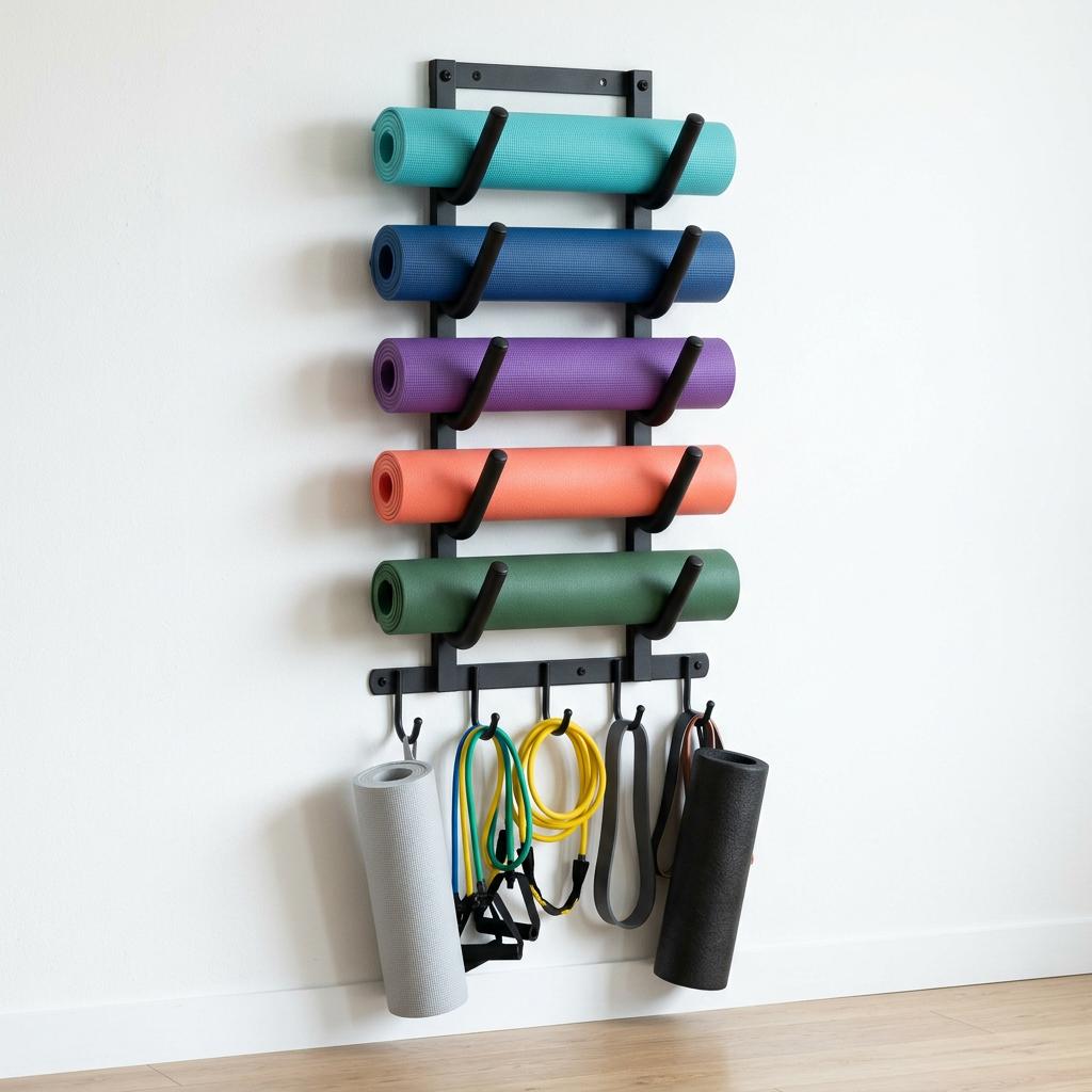 LSK 5-Tier Wall-Mounted Yoga Mat Storage Rack
