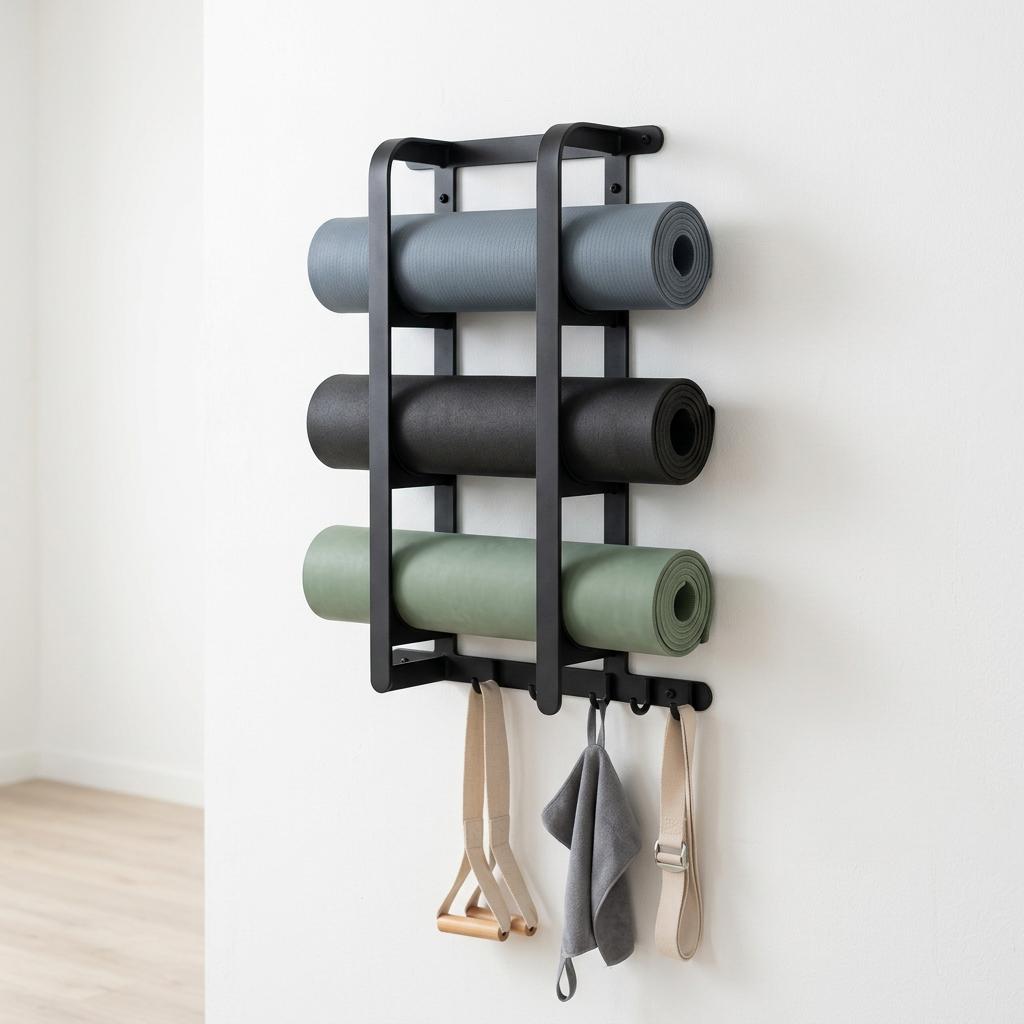Wallniture Guru 3-Tier Metal Wall Mount Mat Rack