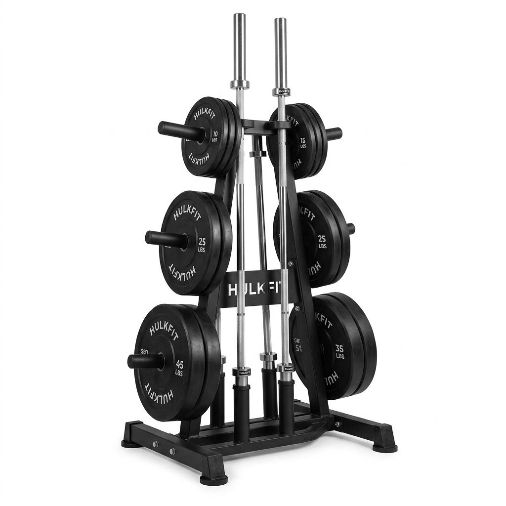 HulkFit 2-in-1 Plate Tree with Barbell Holder