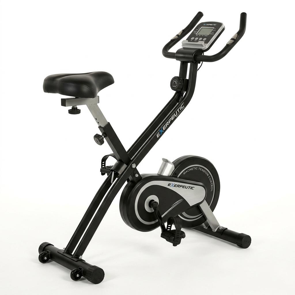 Exerpeutic Folding Magnetic Upright Exercise Bike