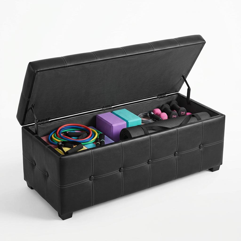 SONGMICS 43-Inch Folding Storage Ottoman Bench