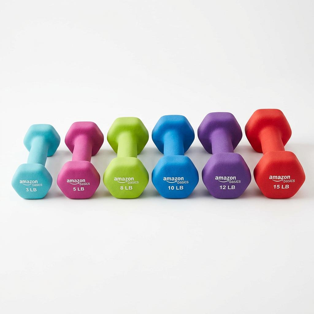 Amazon Basics Neoprene Dumbbell Hand Weights 3-15lb Set