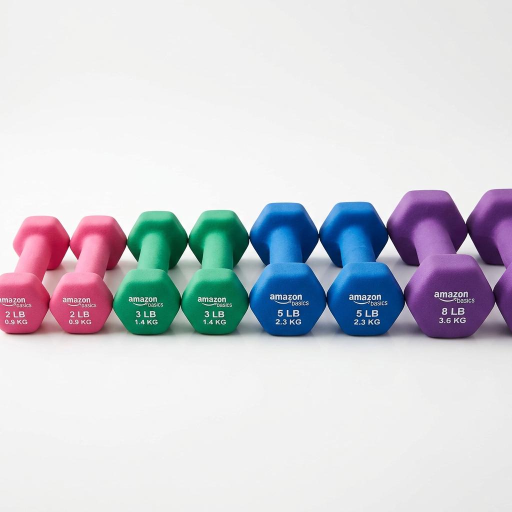 Amazon Basics Neoprene Dumbbells 3-15lb Set