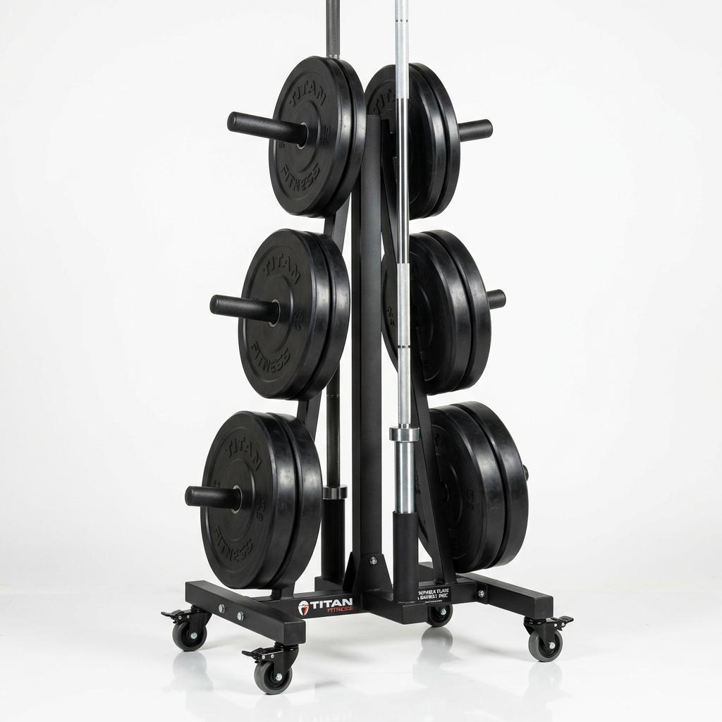 Titan Fitness Portable Plate and Barbell Storage Tree